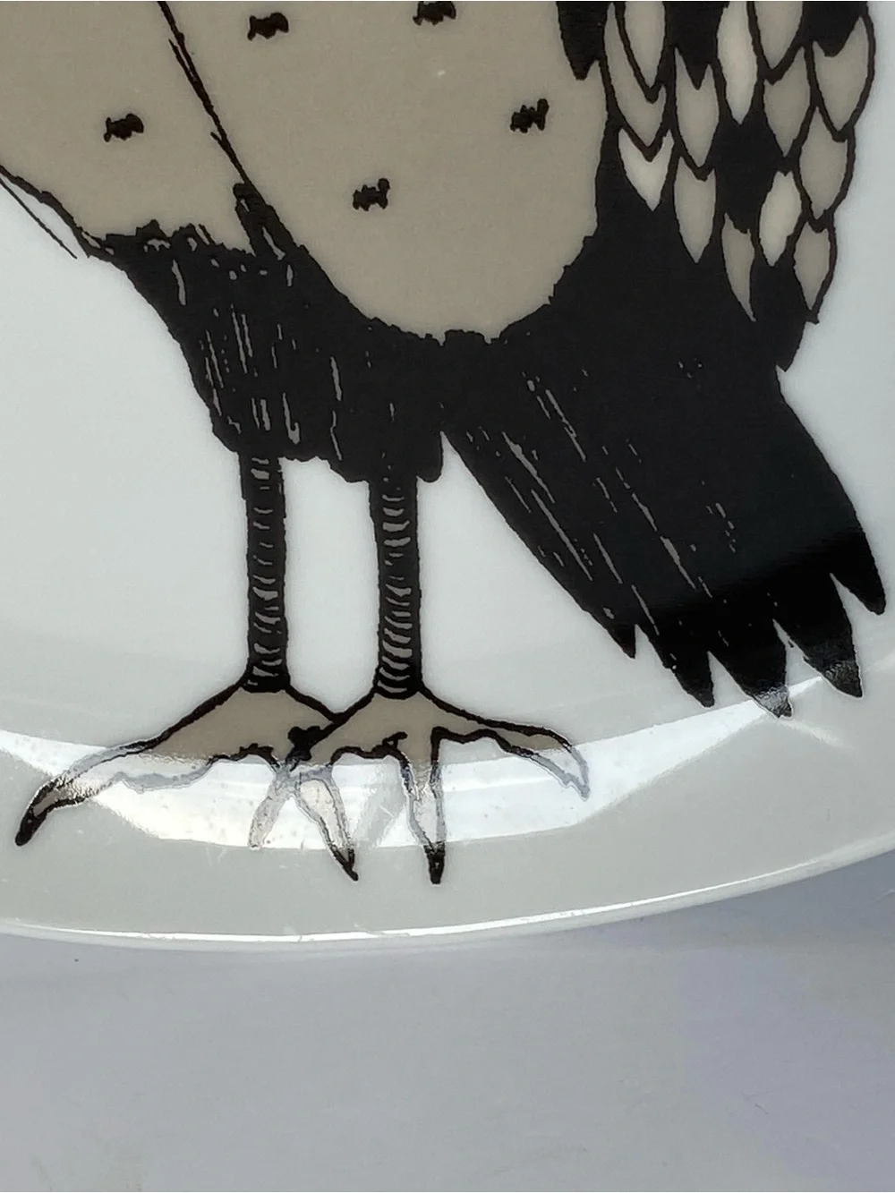 West Elm Owl Plate 8.5”Serving Art Drawing Display Bird Ceramic Birding EUC